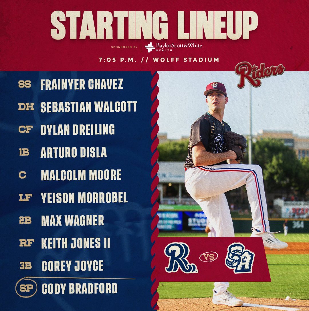 RidersBaseball's tweet photo. Cody is back!   

Tune in: 
📻 https://t.co/OcCbECXtLk
@bswhealth | #LetsRide https://t.co/2v0n7b2KiS