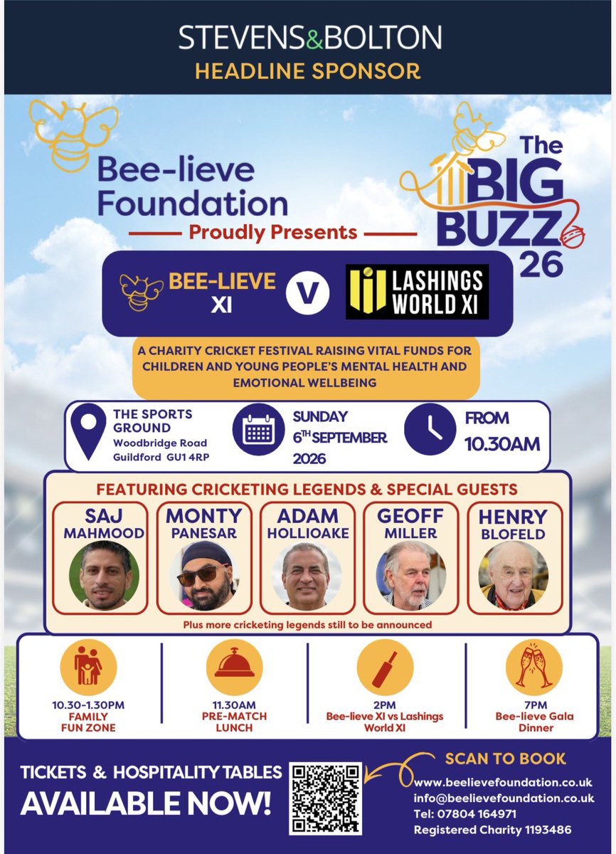 beelievefdn20's tweet photo. Fantastic day promoting our Bee-lieve v Lashings World XI Charity cricket match at Guildford Cricket club 6th September. Thank you to Guidford cricket club for putting on a fantastic day and for allowing us to spread the word #lashings #guildford #cricket @LashingsWorldXI https://t.co/Xz2UtUMJkh