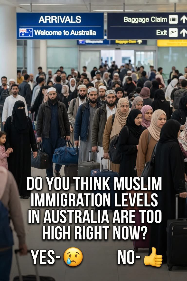 SupportPauline's tweet photo. Do you think Muslim immigration levels in Australia are too high right now?🇦🇺
YES-🥲 NO-👍
What do you think ? 👇
#aussierules #aussie #australia #aussielife #aussielove https://t.co/W7xnTszHD9