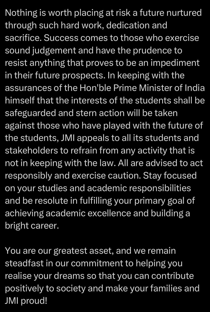PunYaab's tweet photo. India’s top three universities-JNU, Jamia and DU-  based in Delhi appealed to students not to participate in protests against the govt at Jantar Mantar. 
DU directly threatened students with legal action. https://t.co/6yGfZDIjok