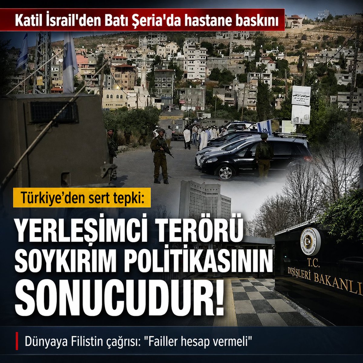 ahaber's tweet photo. Katil İsrail’den Batı Şeria'da hastane baskını! Dışişleri Bakanlığı'ndan sert tepki: "Yerleşimci terörü soykırım politikasının sonucudur"
https://t.co/xo1TaQmwry https://t.co/Q6Mpylf8zG