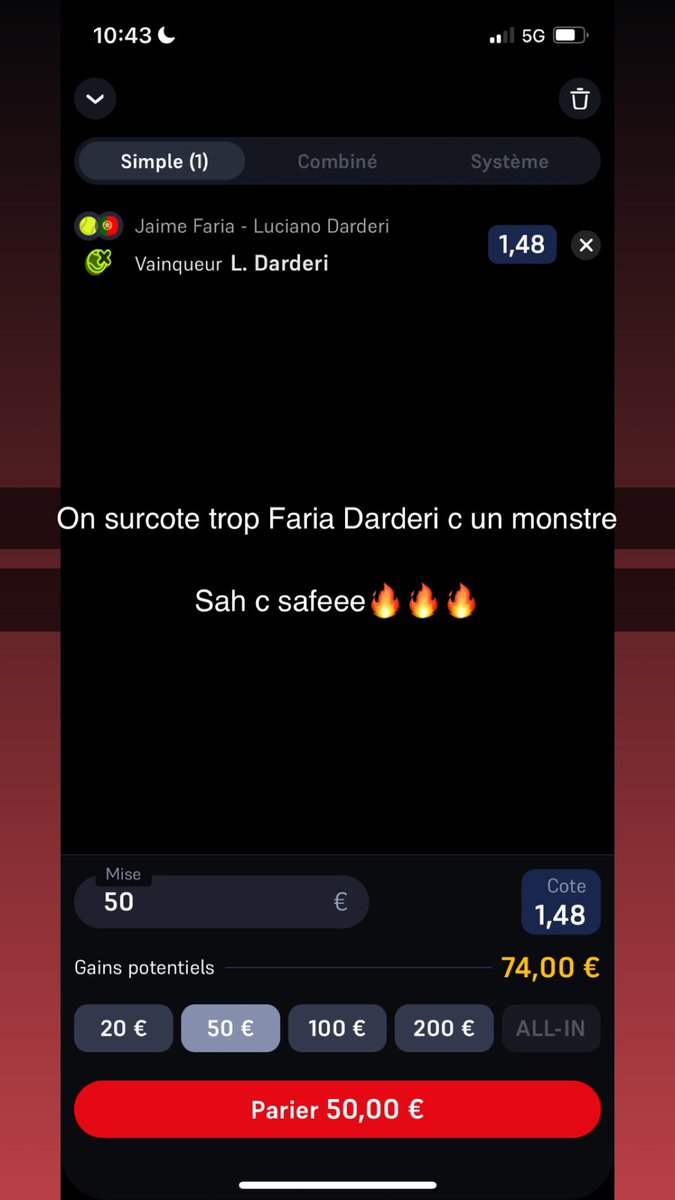 FeeDSousss's tweet photo. Toujours dans lbon sur le VIP.🤩🤩🤩
3/4✅✅✅ Dommage Torres tu nous a déjà bien fais becter 🔥🔥
#tennis #parisportif #bectance https://t.co/W1WkpXfY4G