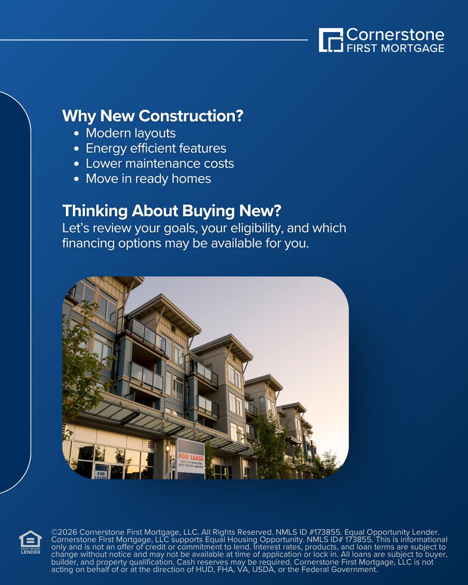 InTrustMortgage's tweet photo. Don’t count out a new build before reviewing your options. 🔍
Different loan programs come w/ different eligibility requirements &amp; upfront costs. A conversation w/ a loan officer can help you better understand which paths are worth exploring.
📞 Reach out today for your options! https://t.co/JuTgNsJjBs