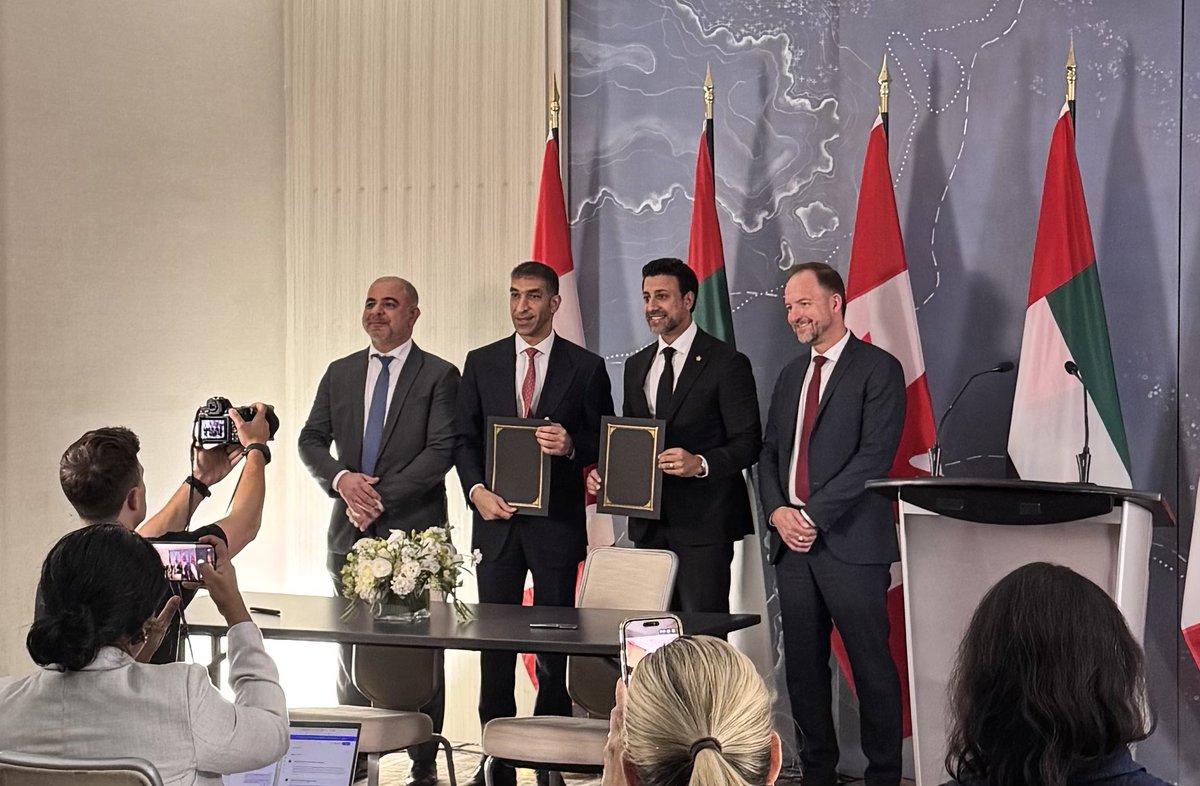 MSidhuLiberal's tweet photo. 2 mois. Un accord. Plus d’occasions dans un marché régional de 5,5 billions de dollars.

Le Canada et les Émirats arabes unis ont conclu un accord de libre-échange en un temps record. Des tarifs plus bas pour les exportateurs canadiens. De nouvelles possibilités pour nos agriculteurs, nos ingénieurs, nos entreprises en finance et en technologie, et notre secteur minier.

À mon ami le Dr Thani et à nos deux équipes : merci d’avoir avancé rapidement et d’avoir mené ce travail à bien.

C’est ça, la diversification commerciale en action.