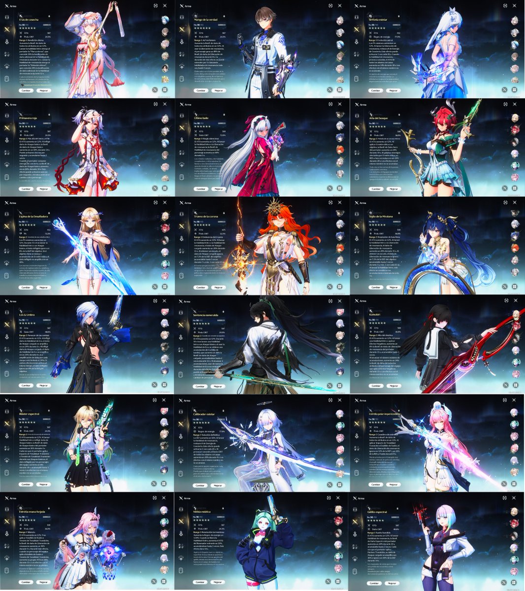 Ariel_2_0's tweet photo. Decidí recopilar todo lo que saque desde que salió Wuwa. Lunita solo desde la 2.3.

Solo compre skins y nunca un pack.

Buling S3 y todos los 4* S6.
Todo promocional con su arma menos Rebecca.

No llego a mi pj favorito Yangyang, así que meteré el primero jeje

#WutheringWaves https://t.co/AY8g2n5fCC