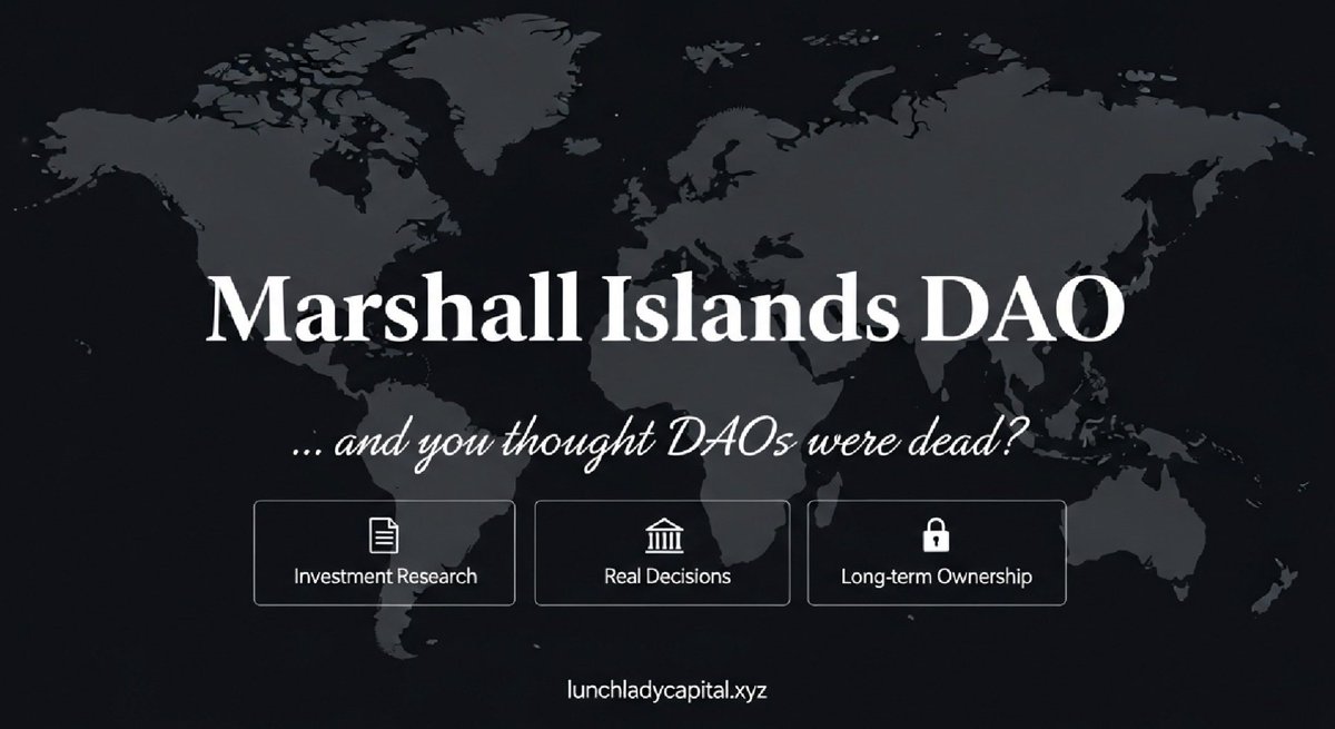 lunchladycap's tweet photo. We registered Lunch Lady Capital as a Marshall Islands DAO.
Real legal structure. Real investment decisions. Real long-term ownership. https://t.co/8I3flLZos8