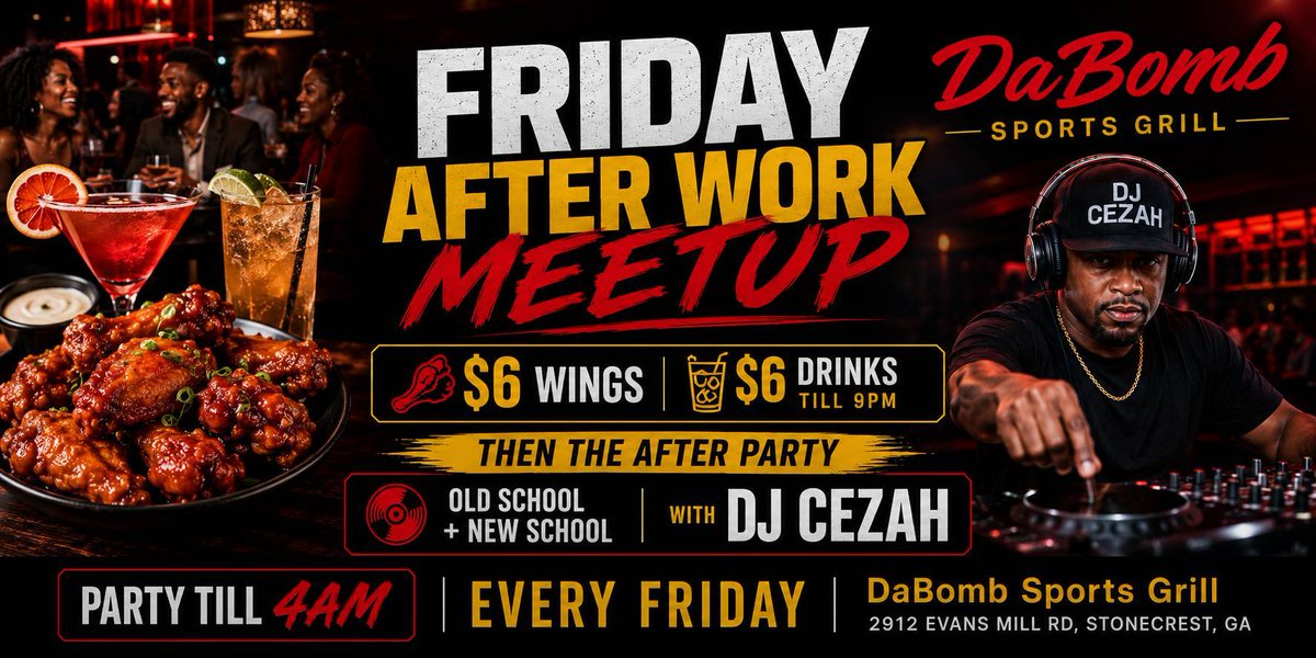 djcaesah's tweet photo. Every Friday at DaBomb! $6 wings and $6 drinks till 9PM, then old school + new school with DJ Cezah till 4AM. https://t.co/2xHi7Wuw7l