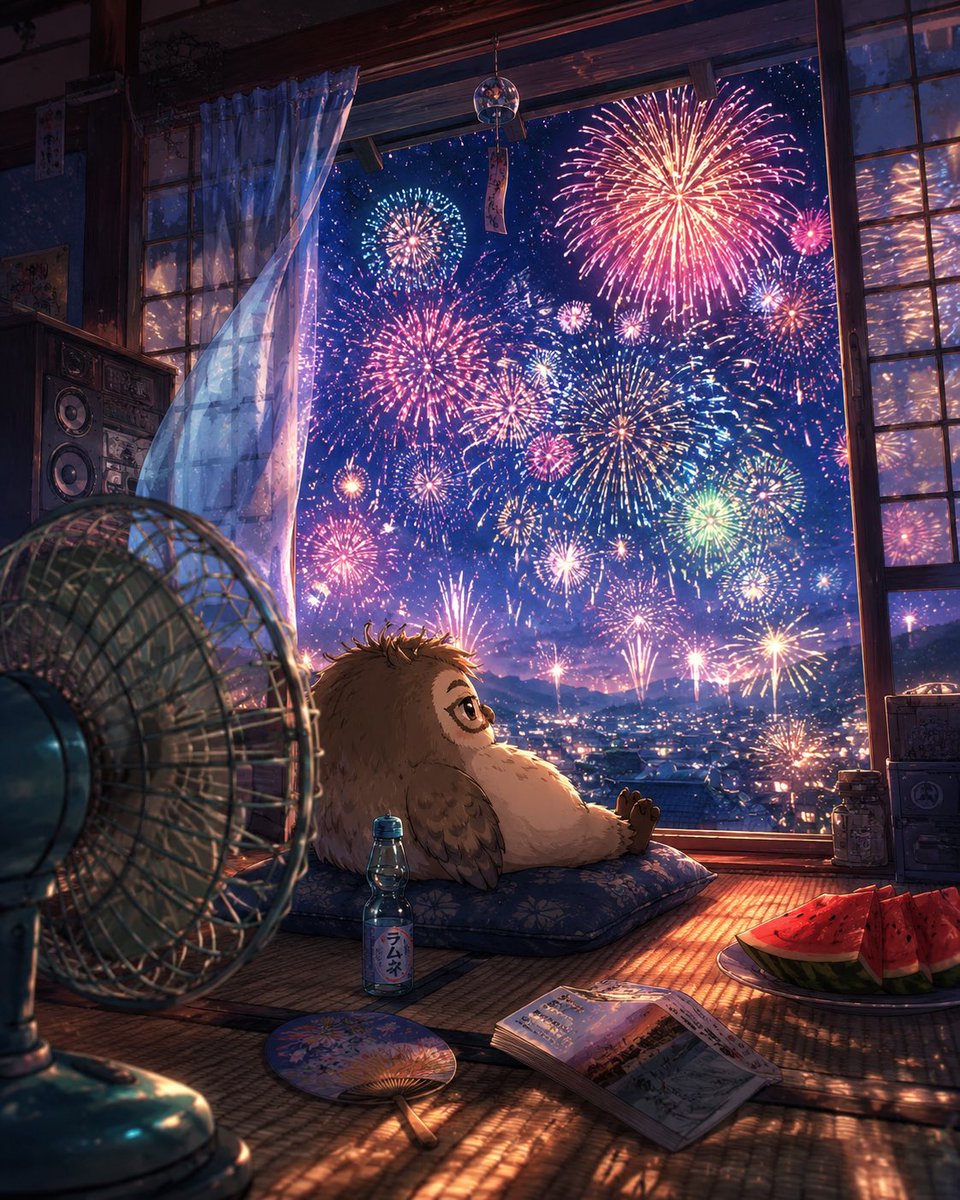 ikeojinosusume's tweet photo. 花火は人混みじゃなくて、こんなふうに涼しい部屋でゴロゴロ眺めたい🎆

そんな願望を形にしたプロンプトです😊
よかったら使ってみてください✨

ChatGPTで動作確認済み✨
プロンプトはリプ欄👇 https://t.co/LTn0JNRd8Y