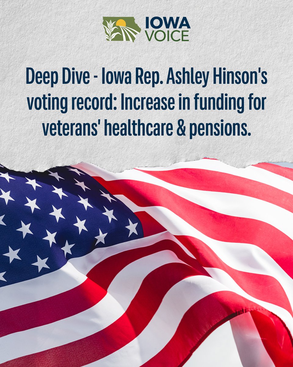Iowa_Voice's tweet photo. LATEST IN IOWA: Rep. Ashley Hinson’s nine votes to increase funding for veterans’ healthcare, pensions, and benefits. Read more: