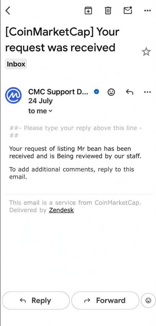 mrbeanof's tweet photo. The request for listing on CoinMarketCap was submitted today, July 24, 2026.
ID do ingresso: 1436938 - 1434158 @CoinMarketCap https://t.co/j6lk0iqWuM