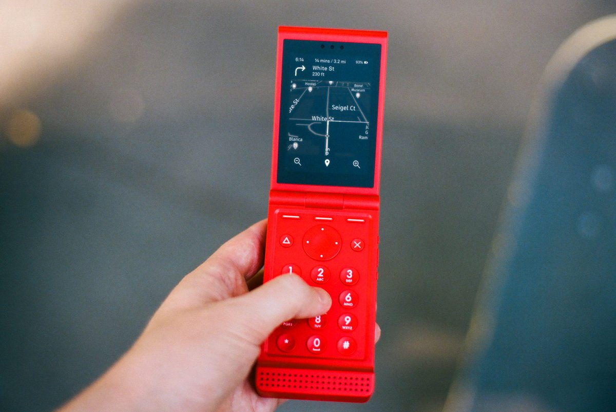 dezeen's tweet photo. Light Phone goes clamshell with "timeless" Flip model:
https://t.co/sPybayxvZk https://t.co/Fr3sy4HFdm