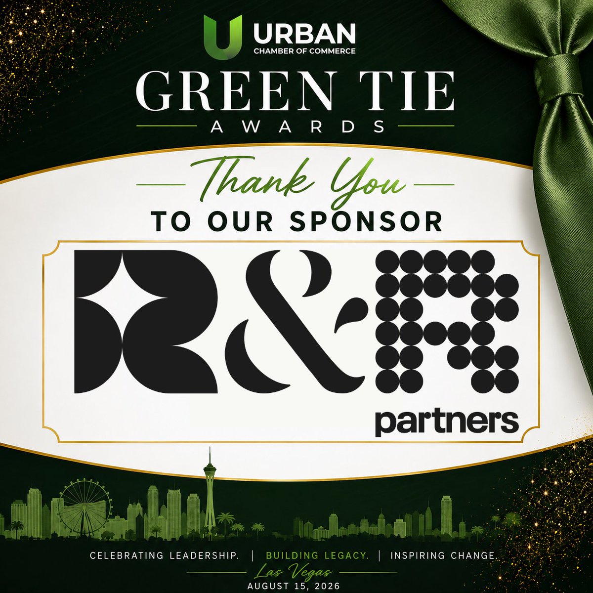 UrbanChamber's tweet photo. Creative ideas create lasting impact. Thank you to R&amp;R Partners for supporting the Green Tie Awards and helping strengthen Southern Nevada's business community. https://t.co/DqpCVcnziT