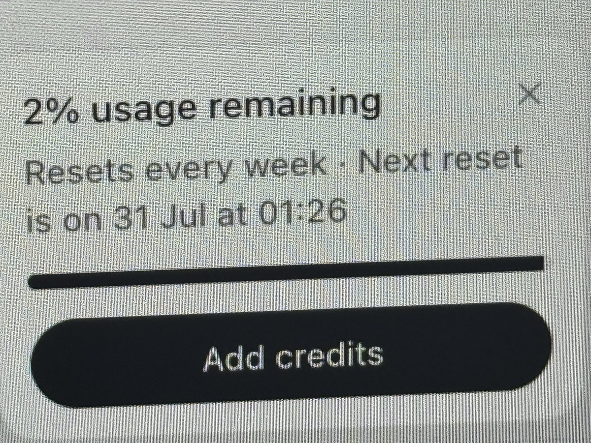 aiburstiness's tweet photo. @boxmining @thsottiaux You have usage management issues. 😅 I have more usage left than you! https://t.co/M65ApY7RRG