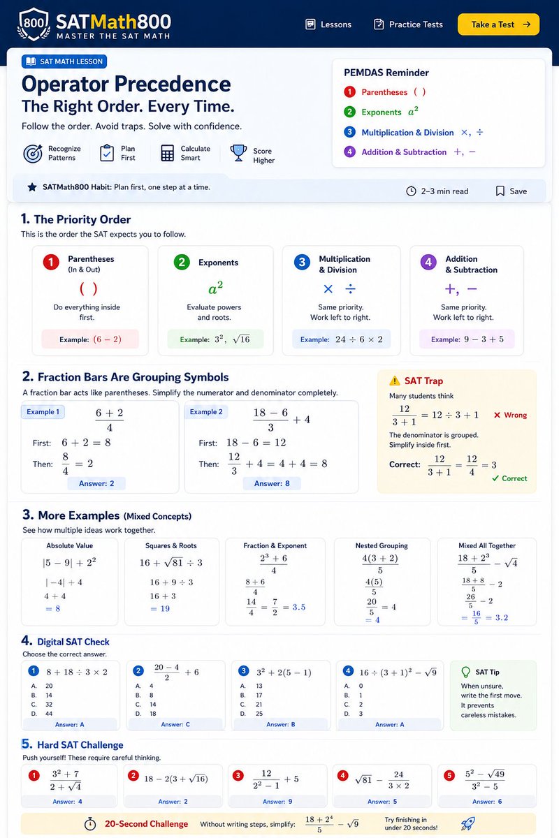 satmath800_'s tweet photo. Operator Precedence at SAT MATH and many other subjects...
Digital SAT tips, practice and prep strategies😊
👉 https://t.co/fRcv8HNg7A

#DigitalSAT #SATPrep #SATMath #CollegeAdmissions #CollegePrep #math #HighSchool #Education https://t.co/Ryakw19wxi