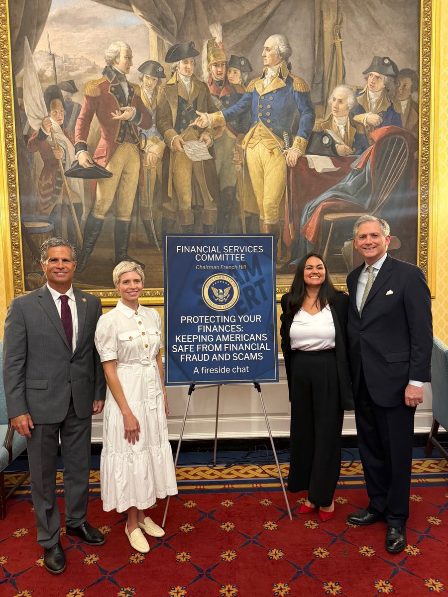RepFrenchHill's tweet photo. It was a productive week here in Washington before heading back home for the district work period.

The House passed my bipartisan Main Street Capital Access Act, which will help free up our local community banks to better serve Arkansas's entrepreneurs, businesses owners, and farmers.

I was also pleased to join Oversight and Investigations Subcommittee Chairman Dan Meuser as we released our Committee staff report, "Fighting Back: A Policy Framework for Combating the Rise of Financial Fraud & Scams."

Financial fraud is one of the fastest-growing threats facing Americans, costing consumers and financial institutions billions of dollars each year.

As Chairman of the House Financial Services Committee, protecting Americans from financial fraud remains one of my highest priorities. This report is another important step as we work to combat fraud.