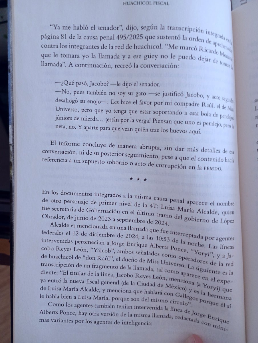 AlfredoLecona's tweet photo. MADRE MÍA. @LuisaAlcalde está mencionada en la investigación de la FGR. Del tamaño de su descaro es el tamaño de lo que quieren ocultar.

Así lo consigna Raúl Olmos en "Huachicol Fiscal, la madre de todas las estafas" (Grijalbo, 2026): https://t.co/ROyG4gQsp9