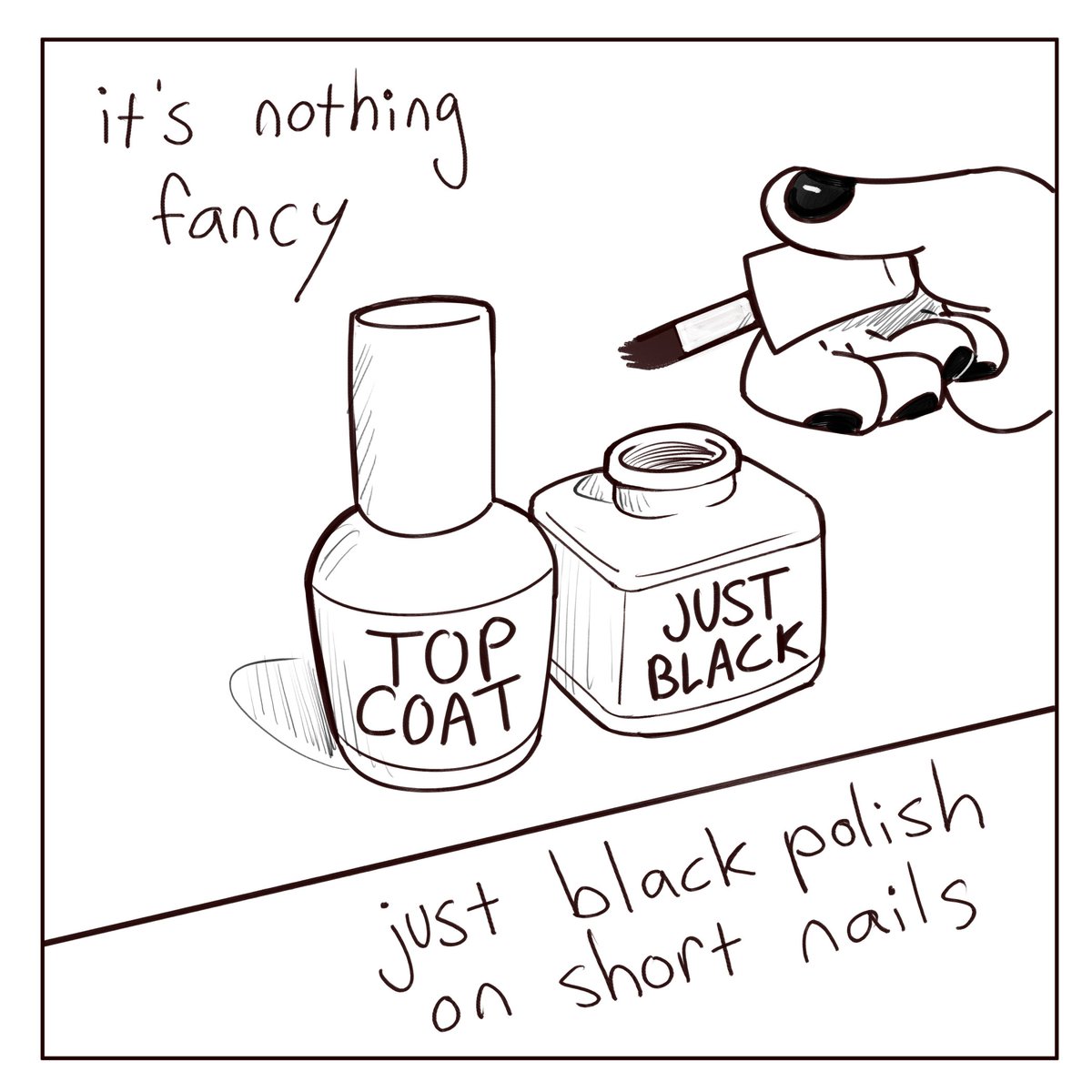 soccermohawk's tweet photo. (1/2) a small comic about painting my nails. in truth I've been massively depressed ever since I lost my job earlier this year, and I've finally managed to claw my way out of that hole thanks to my friends, family and my oshi https://t.co/rxRf3TrZDV