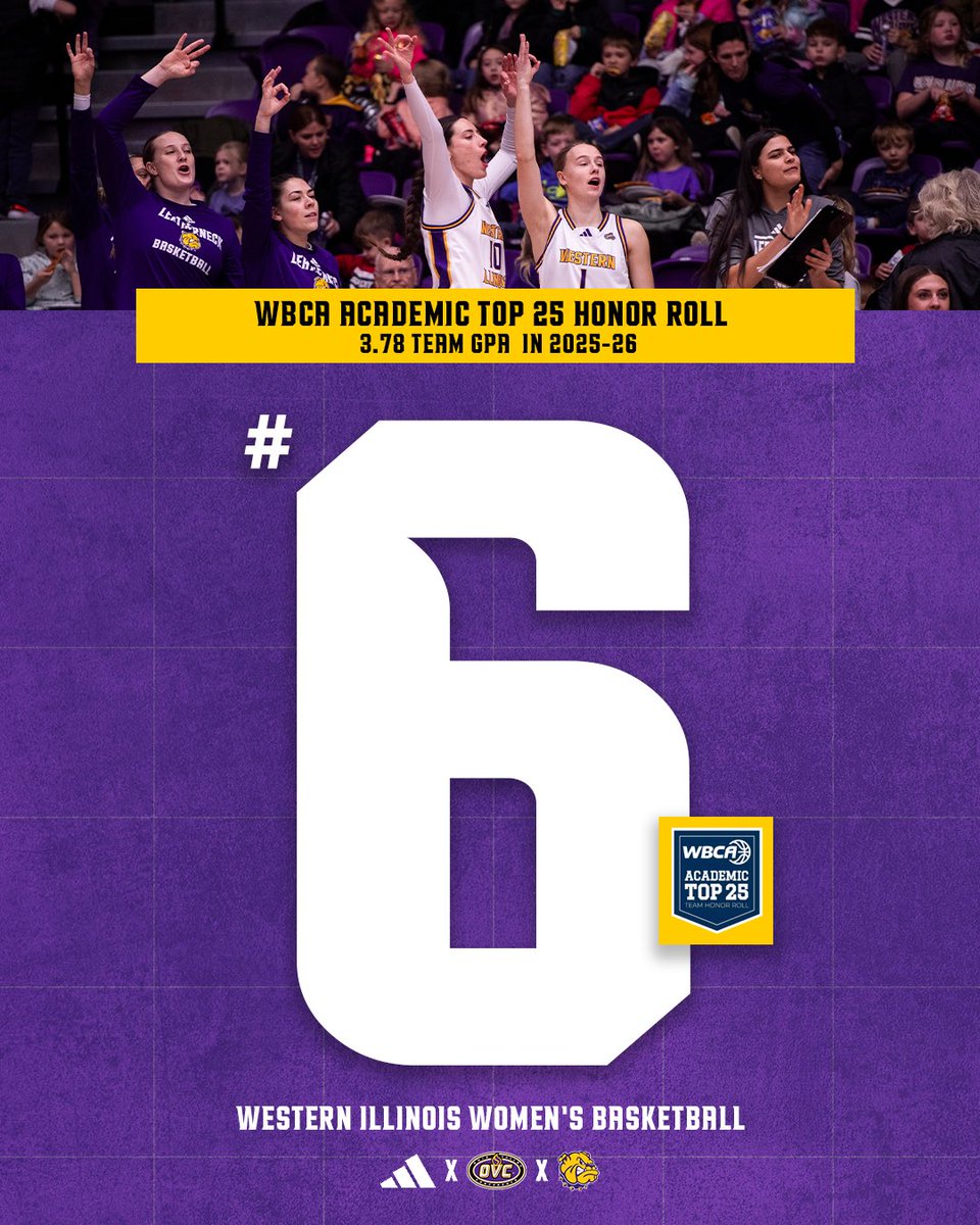 WIUWBB's tweet photo. #6 in the nation📚
Western Illinois WBB recognized on the WBCA Academic Top 25.
#GoNecks | #OneGoal https://t.co/tj2TaASEvP