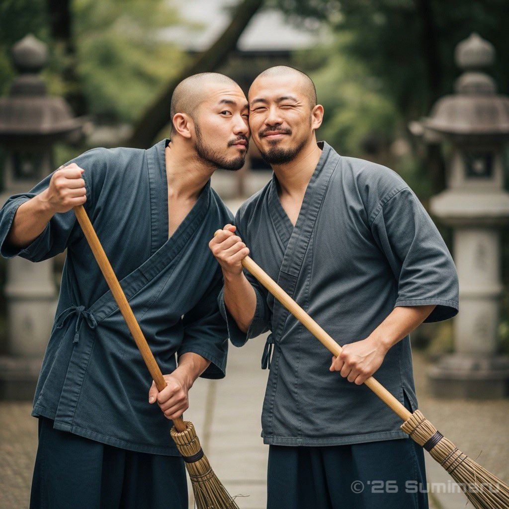 sumimaru_rd's tweet photo. "Morning Temple Sweep"

#AI男子 #Alman #AIGeneratedMan #Almale
#monks #templelife #earlymorning
#forbiddenlove #quietbond
#broomwork #traditionalscene
#RuggedDuo https://t.co/6VSDqFS6RS