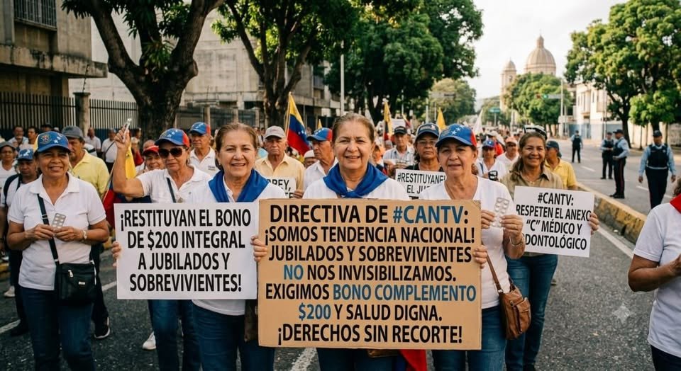 MarcoCeballo's tweet photo. #25Jul Los #JubiladosCantvEnLucha y Sobrevivientes de #CANTV Exigimos Justicia, Necesitamos que #RestituyanElBono Ya @CUTV_Venezuela @Norbey_Marin_ @carlaangola  @araguaneynews1 @la_katuar @MiguelContigo @NituPerez @elcitizen https://t.co/GhJhC8L81X