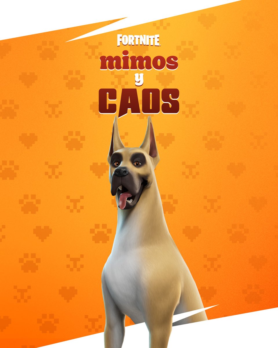 Fortnite_ES's tweet photo. ¿Quién es un buen chico? 🐕 En honor a Mimos y Caos, ¡El compañero Gran danés te espera en tu casillero! https://t.co/6gci0dpXuC