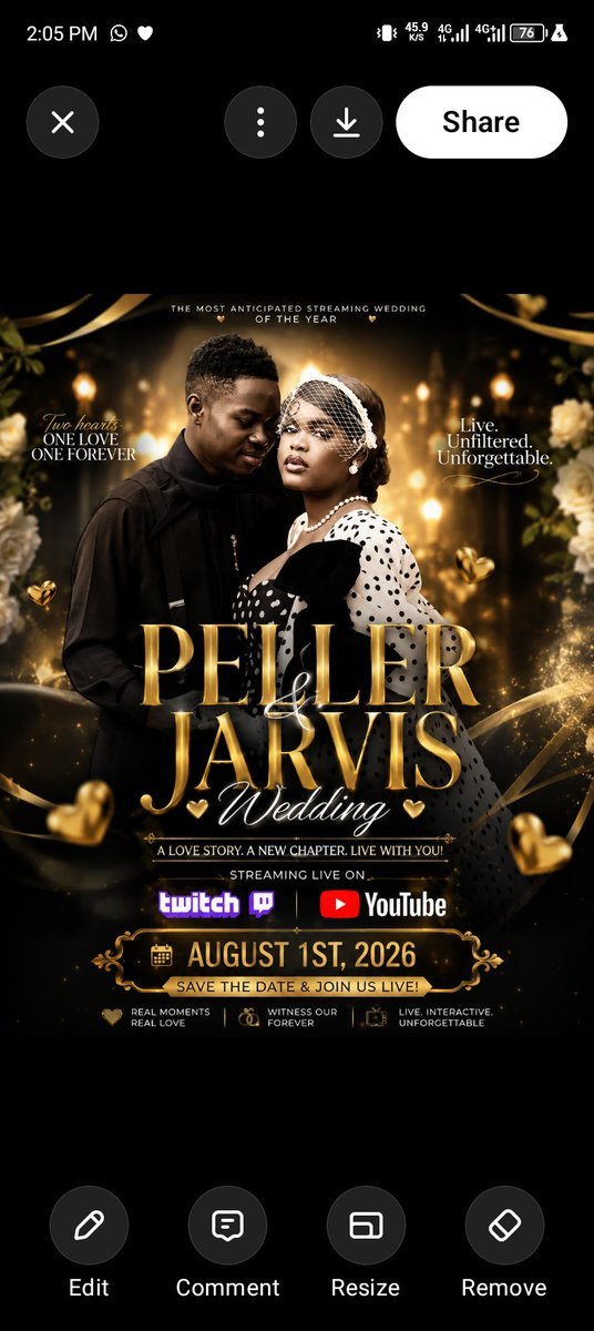 big_goddess99's tweet photo. 💍 LIVE WEDDING CELEBRATION! Don't miss the beautiful union of two amazing souls. Join us and celebrate love together! ❤️🎥
https://t.co/CalW5frWBd
https://t.co/DxyP8HAl4d…
#WeddingOfTheYear
#JP2026
#Jarpel2026 https://t.co/4TLWWzRA8f