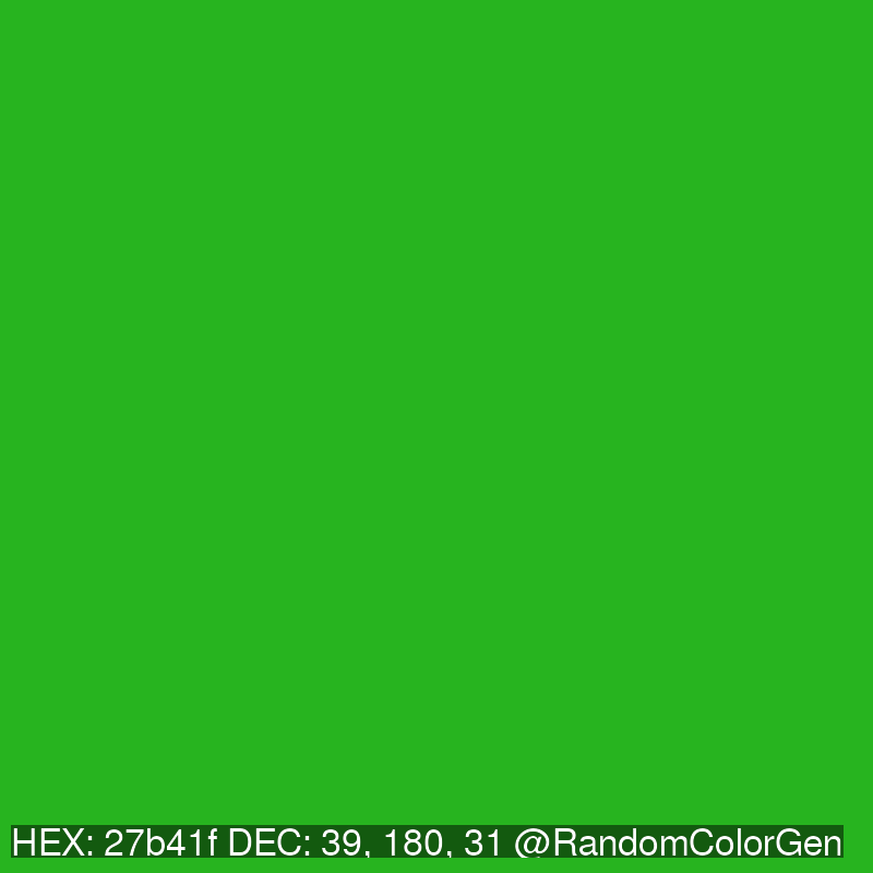 RandomColorGen's tweet photo. 27b41f
39, 180, 31 https://t.co/5mWHGnjfiJ