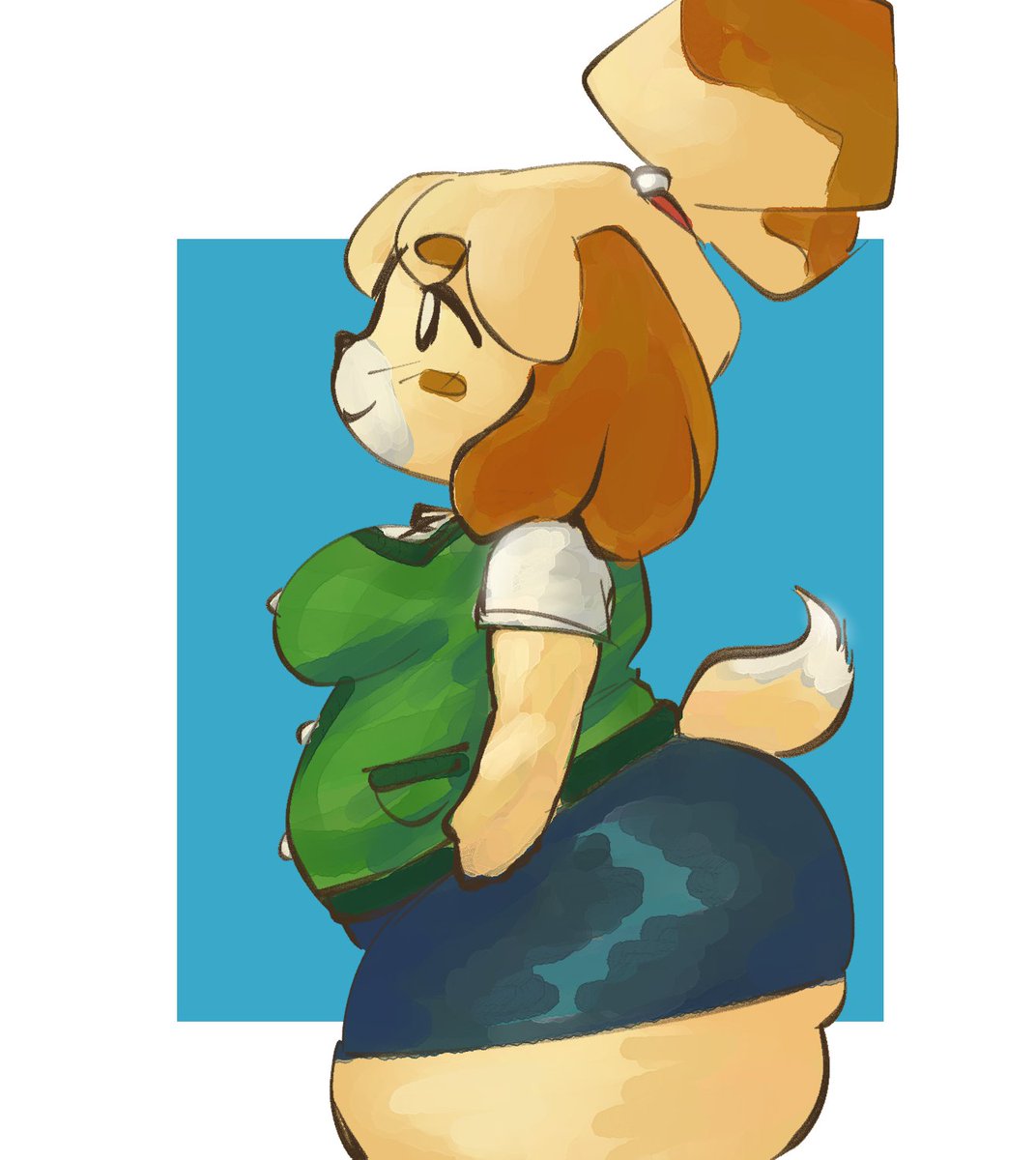 melon__soldier's tweet photo. fat dumb isabelle i drew in ~25 minutes hope you enjoy https://t.co/MlDiku2WRK