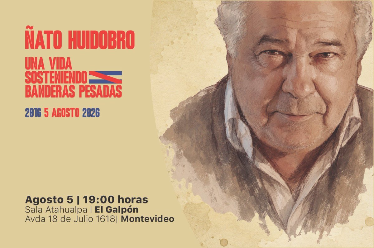 MPP609's tweet photo. Hay vidas que quedan en las ideas, en la memoria de la gente y en las banderas pesadas que ayudaron a levantar.

A diez años de la partida del "Ñato" Huidobro, la Comisión Homenaje invita a un encuentro para recordar su acción y pensamiento. https://t.co/E18n1odAF3