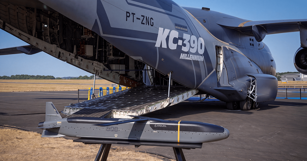AINonline's tweet photo. Embraer and Anduril have signed a memorandum of understanding to pursue integration of the pallet-launched Barracuda 500M stand-off cruise missile into the C-390 Millennium.

Read more ⬇️ https://t.co/UigyZrUP6y
