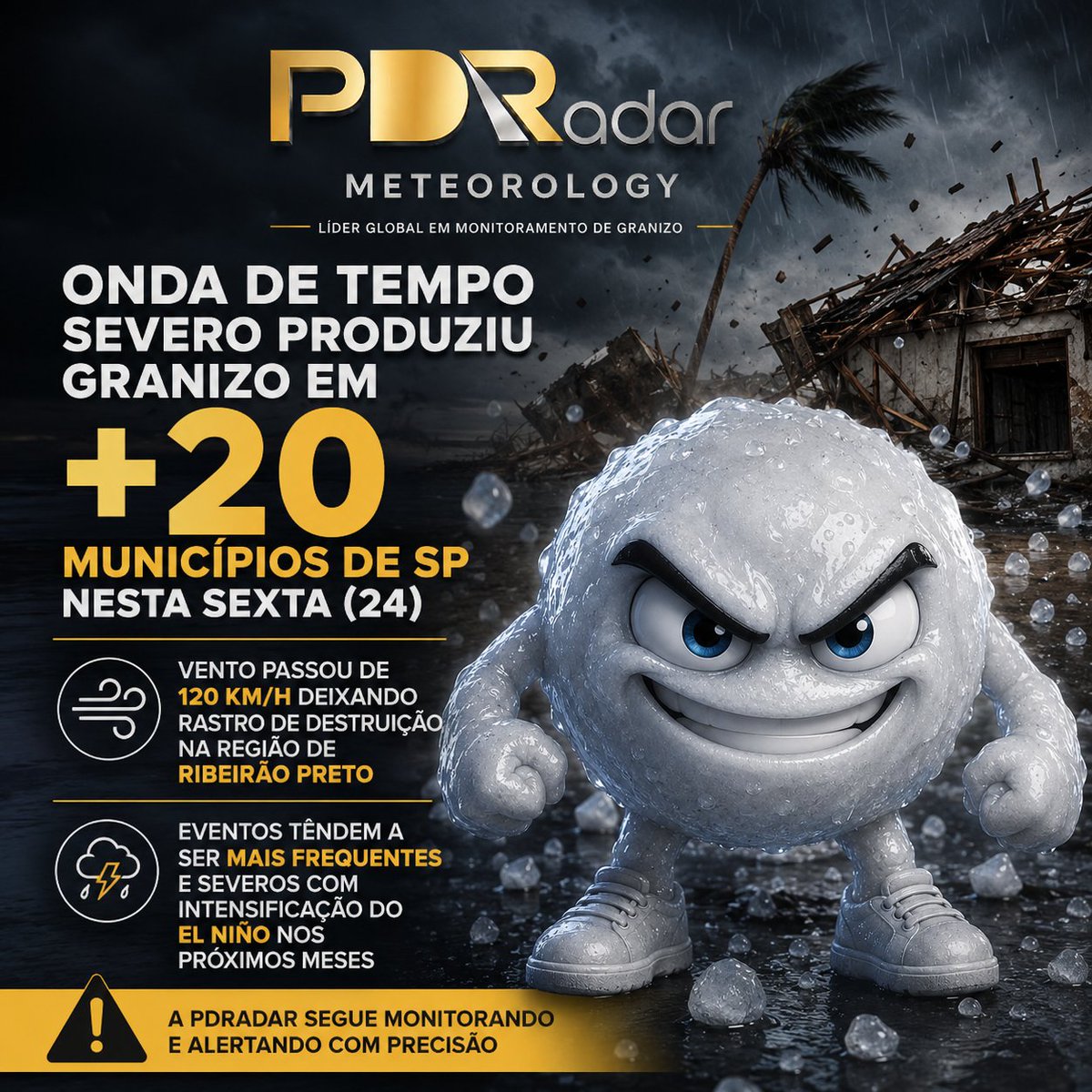 radar_pd's tweet photo. 🚨 Onda de tempo severo atinge São Paulo com granizo e ventos acima de 120 km/hA sexta-feira (24) . https://t.co/FC9xebMzKt