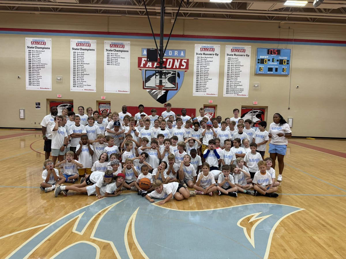 FloraBHoops's tweet photo. A huge THANK YOU to all of our campers, parents, coaches, and volunteers for making this year’s AC Flora Basketball Summer Camp an amazing success! Your energy, hard work, and support made this week unforgettable. We are grateful for you all! 🏀❤️🩵#ACFloraBasketball #GoFalcons https://t.co/QnQEy6JMWG
