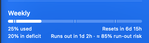 adityavsingh's tweet photo. @jturntdev How is one supposed to work like this? This is when I reset it 9 hours ago, when the previous weekly session ran out in 2.5 days. Using nothing higher than Sol Medium. https://t.co/US0Z7ap6WI