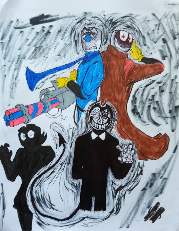 Grayson66095761's tweet photo. Here are some Myth of the Machine Drawings I had done. Poor Boris needs his moment to shine.
#bendy #cuphead #mythofthemachine #motm #mugman #boristhewolf #shelly #batim #bendyandtheinkmachine https://t.co/po0LwyfSIm