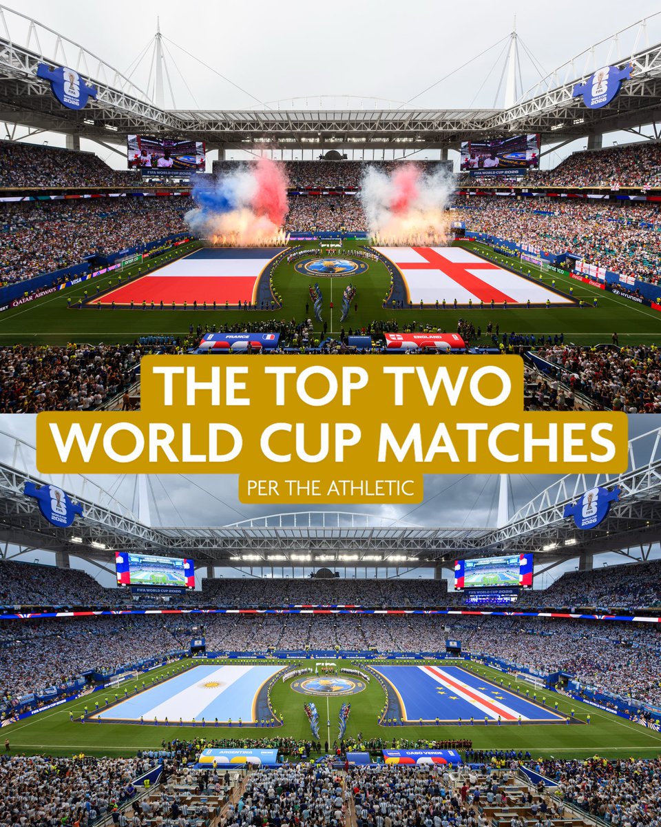HardRockStadium's tweet photo. Hard Rock Stadium was home to the highest-rated World Cup matches 🏆

According to @TheAthletic ranking of all 104 matches, the tournament’s top two matches were played in Miami. https://t.co/EfrFgkujJ0