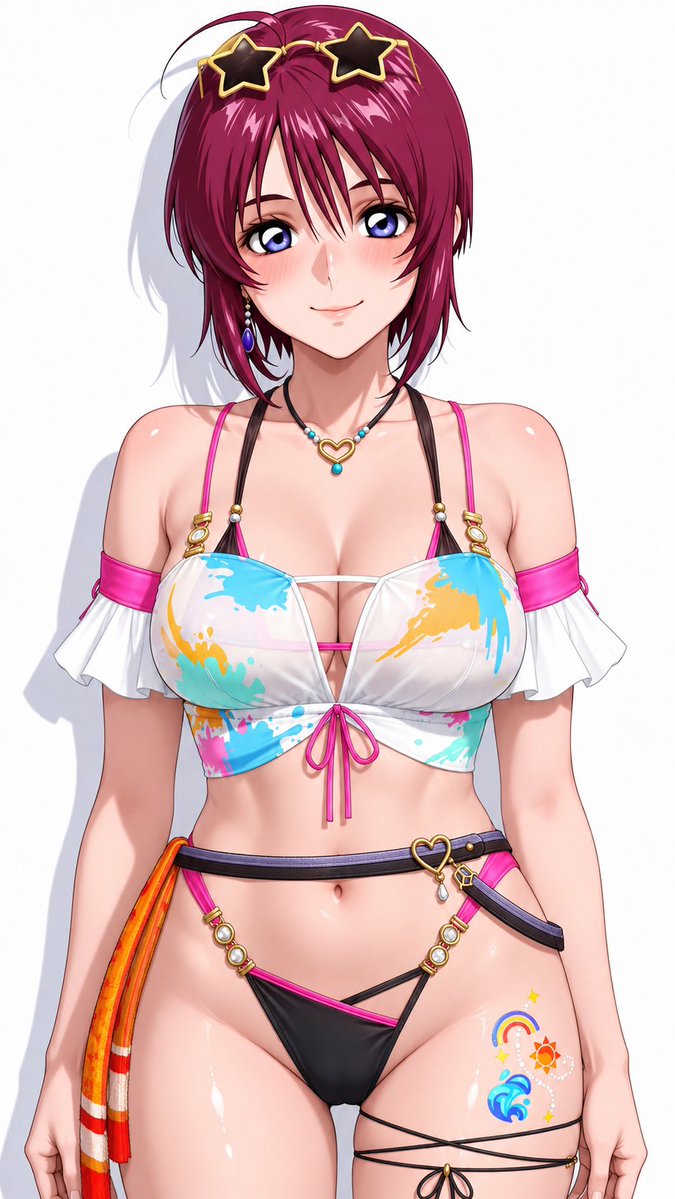 ny_v1g's tweet photo. かき氷の日ということで、かき氷に似合う色の水着をルナマリアさんに着てもらいました。
DOAXVVのサマー・アンコール。
珍しくChatGPTで出力出来ました。やったね！

Lunamaria Summer Encore
※SFW illustration
 #ルナマリア #ブイブイ https://t.co/vby4iyU7lf