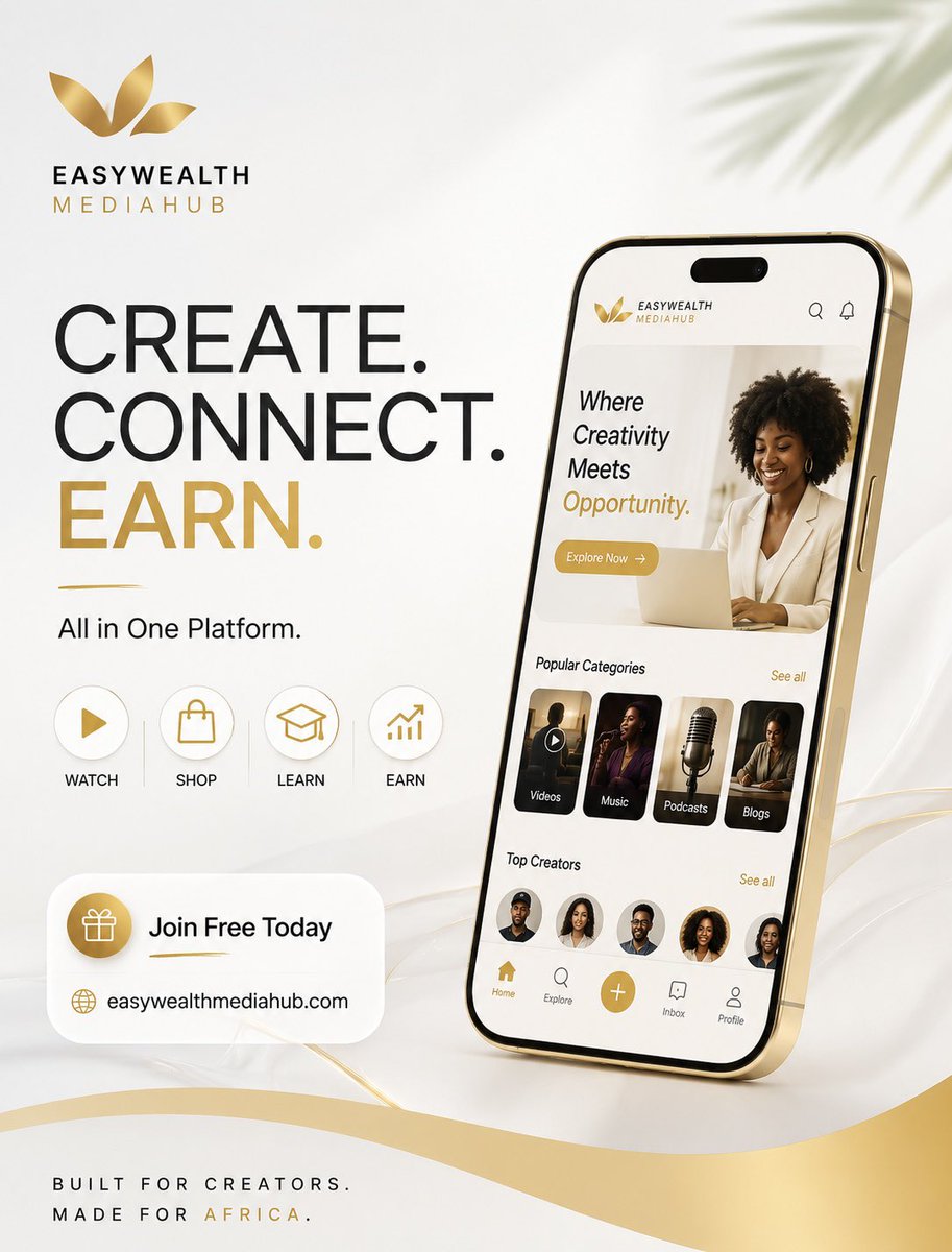 EEasywealth's tweet photo. The future belongs to creators who own more than just views.

Easywealth MediaHub is built for creators who want to create, grow, and earn—all in one place.

Join the movement.

🌐 https://t.co/qSeWaKELA7

#EasywealthMediaHub #CreatorEconomy #ContentCreators #DigitalMonetization https://t.co/VT0xfWmYrb