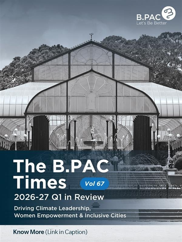 BPACofficial's tweet photo. The B.PAC Times Vol. 67 | Driving Climate Leadership, Women Empowerment & Inclusive Cities

Dear Bengalureans,
The first quarter of FY 2026–27 has demonstrated what is possible when citizens, institutions, governments, and partners work together with a shared commitment to improving Bengaluru.

Through B.ENGAGED, B.PAC strengthened its role in evidence-based governance by engaging with senior leaders, including Shri H. D. Kumaraswamy @hd_kumaraswamy, Minister of Heavy Industries and Steel, Government of India; Dr. G. Parameshwara @DrParameshwara, DCM of Karnataka; and Shri B. K. Hariprasad @HariprasadBK2, Member of the Karnataka Legislative Council and Shri U T Khader @utkhader, Speaker of the Karnataka Legislative Assembly. These discussions focused on climate action, legislative engagement, and preparations for the upcoming Greater Bengaluru Authority (GBA) elections.

Our initiatives under https://t.co/kFaXuhHL9g gained momentum through collaborations with government agencies, academia, civil society organisations, and community partners, advancing sustainable waste management, circular economy, air quality, water conservation, and urban forestry to build a greener and more climate-resilient Bengaluru.

Through https://t.co/NKIMX7oezu, we strengthened partnerships with BMTC, Rapido, healthcare organisations, and philanthropic institutions to create greater livelihood opportunities, healthcare access, and vehicle ownership for women auto drivers, fostering economic empowerment and social inclusion.

Our B.CLIP civic leaders continued to resolve neighbourhood issues related to sanitation, waste management, public infrastructure, and road safety, while preparing a new generation of ethical and informed leaders for the upcoming GBA elections.

Under https://t.co/ER1cZPY3Ro, we advanced people-centric mobility through accessibility audits, user behaviour mapping, traffic studies, and scientific street lighting assessments. Our collaboration with BOSCH to pilot innovative mobility solutions along the Hosur Road Corridor, together with advocacy for the Ejipura Flyover, reflects our commitment to creating safer, more accessible, and sustainable streets.

Packed with inspiring stories, key milestones and impactful collaborations from April to June 2026, this issue celebrates the power of partnerships and collective action in shaping a more inclusive, resilient and future-ready Bengaluru.

Thank you for your continued trust and support. Together, we will continue creating meaningful change for Bengaluru.

Regards
Revathy Ashok
CEO, B.PAC

Link to Newsletter : https://t.co/XdaeCzaMGg

@TVMohandasPai @kiranshaw @RevathyAshok @DKShivakumar @krishnabgowda @GBA_office @GBAChiefComm @BNCCofficial @comm_blr_south   @BECCUPDATES @BWCCofficial @BCCCofficial   @ashwinmahesh @tweetenator @prashanthp @Nithin0dha