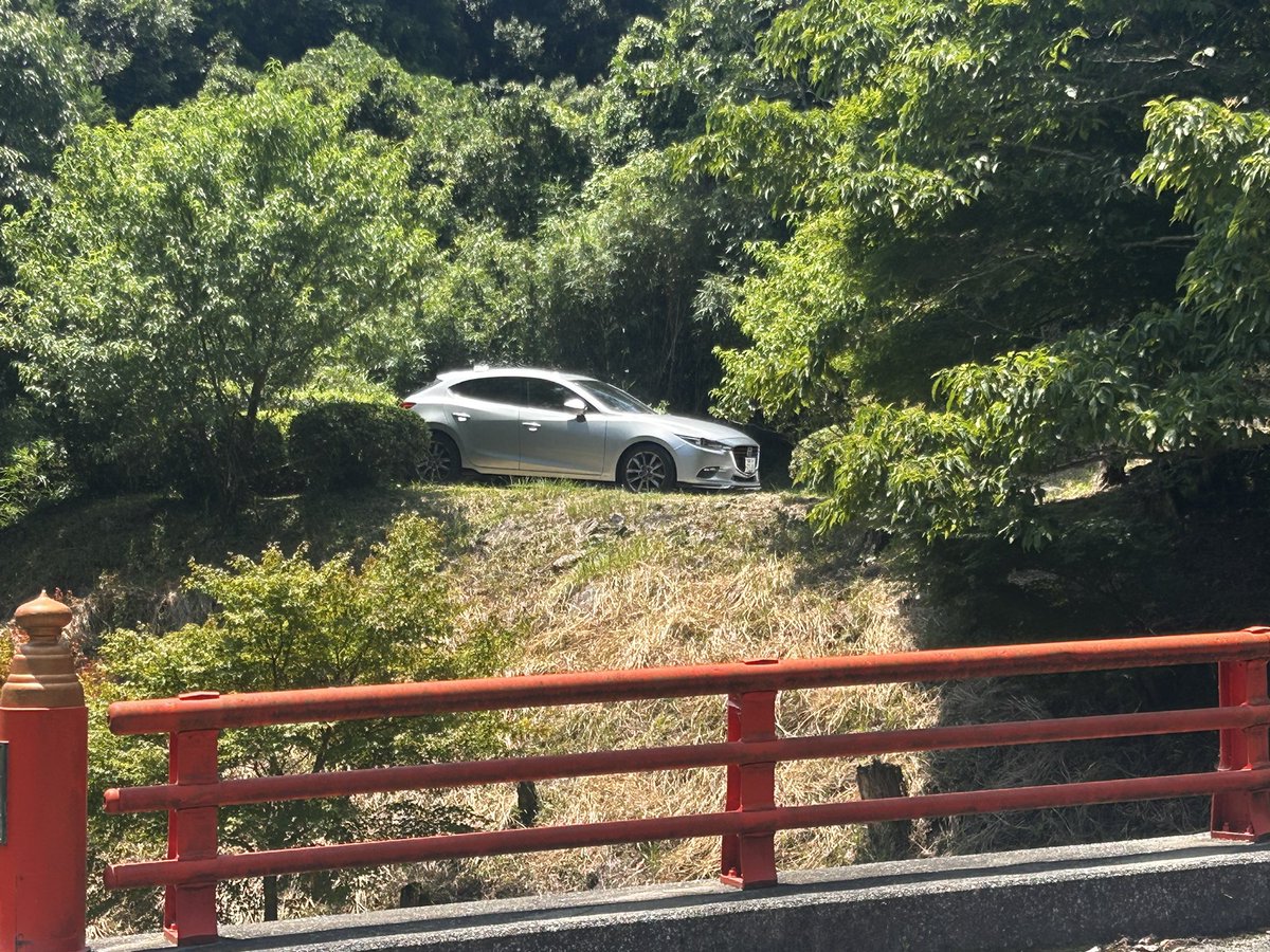 vertherofshingu's tweet photo. 山を登ると、二体の守り神が迎えてくれた。
朱の橋、苔むす石段、そして相棒。
#青空ドライブ #drivingbluesky #Mazda #Axela #sonicsilvermetallic https://t.co/o17TH3eudB