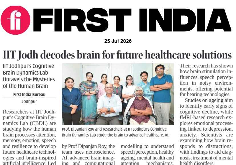 thefirstindia's tweet photo. IIT Jodh decodes brain for future healthcare solutions
More: https://t.co/oDqpLPGm9A
#FirstIndia #PowerCorridors #ExclusiveNews #NewsUpdate #IITJodhpur #ArtificialIntelligence #Neuroscience #BrainResearch #HealthcareInnovation #MentalHealth #SpeechTechnology #Research #Science https://t.co/BDGk4gdaCz