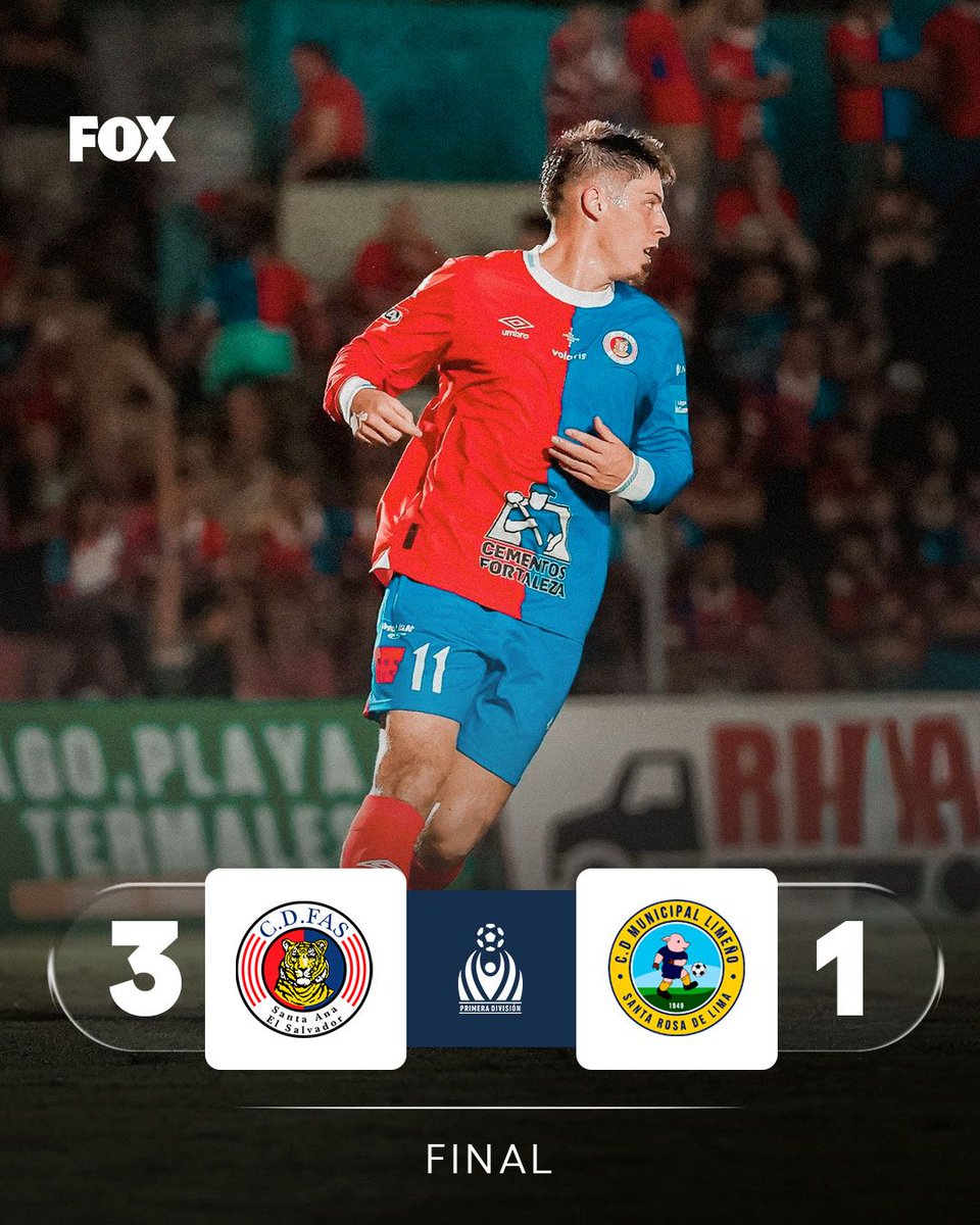 SomosFox_SV's tweet photo. ⚽🐯 ¡FAS ARRANCA CON VICTORIA!

Los tigrillos hicieron respetar su casa y debutaron con un contundente 3-1 sobre Municipal Limeño. Un inicio con autoridad para sumar los primeros tres puntos del torneo. 💪🔥 https://t.co/cWp5SNeXE0