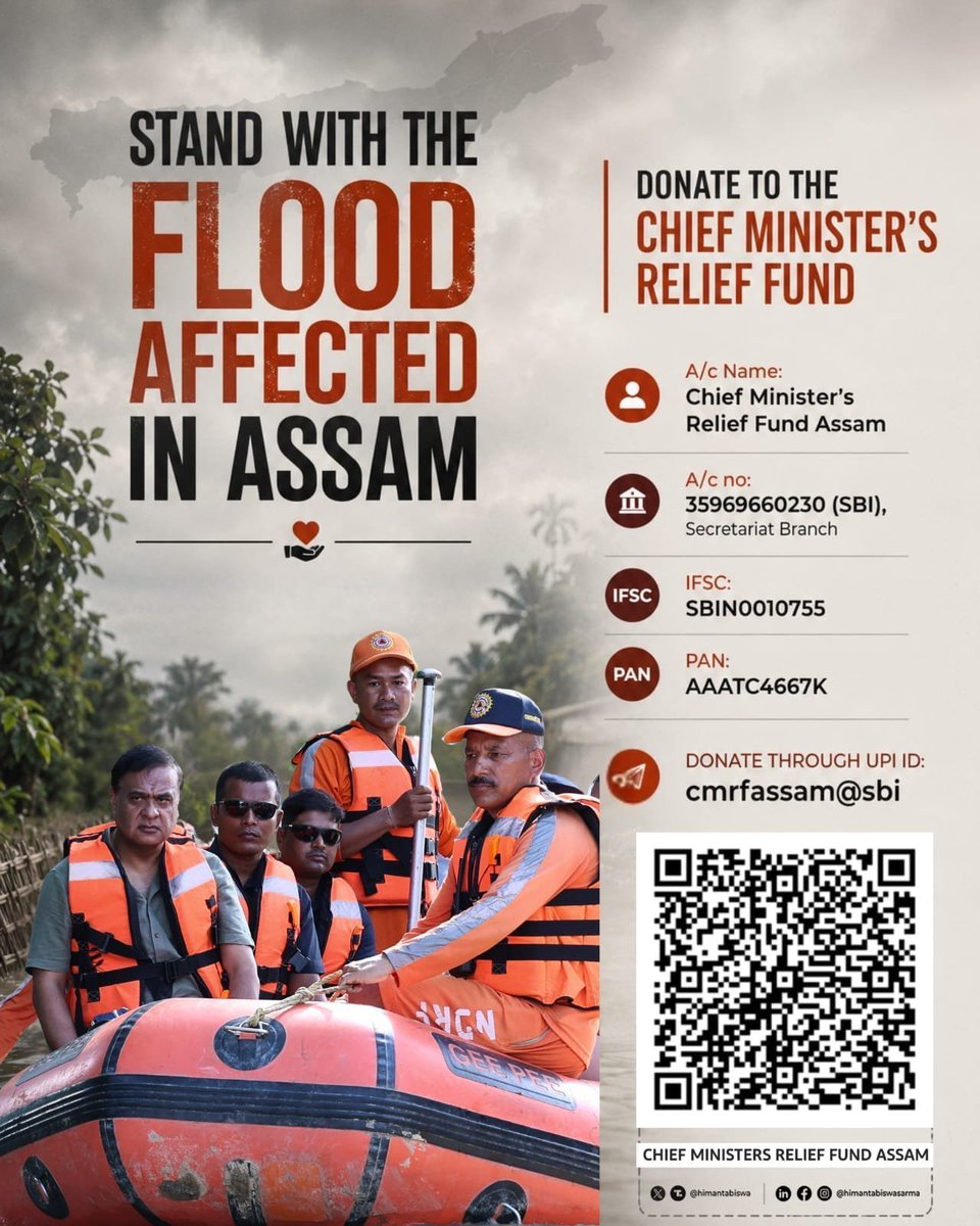 Vintercub_0222's tweet photo. The flood situation in Assam is critical, with over 7 lakh people affected and 61 lives lost...Families are stranded without food and clean water...Please step up and donate whatever you can to support rescue and relief efforts! https://t.co/yRgEp7sydi