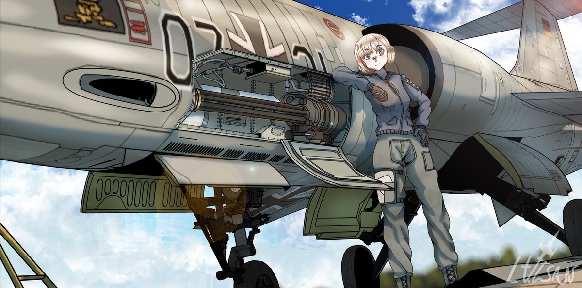 Lewdtenant_Isan's tweet photo. =Guns Out=
Astria having a peek at the powerful M61 Vulcan that her  Starfighter has for this weeks #StarfighterSaturday!
-
-
-
#AnimeArt #AviationArt #Anime https://t.co/BTfhcOkSwV