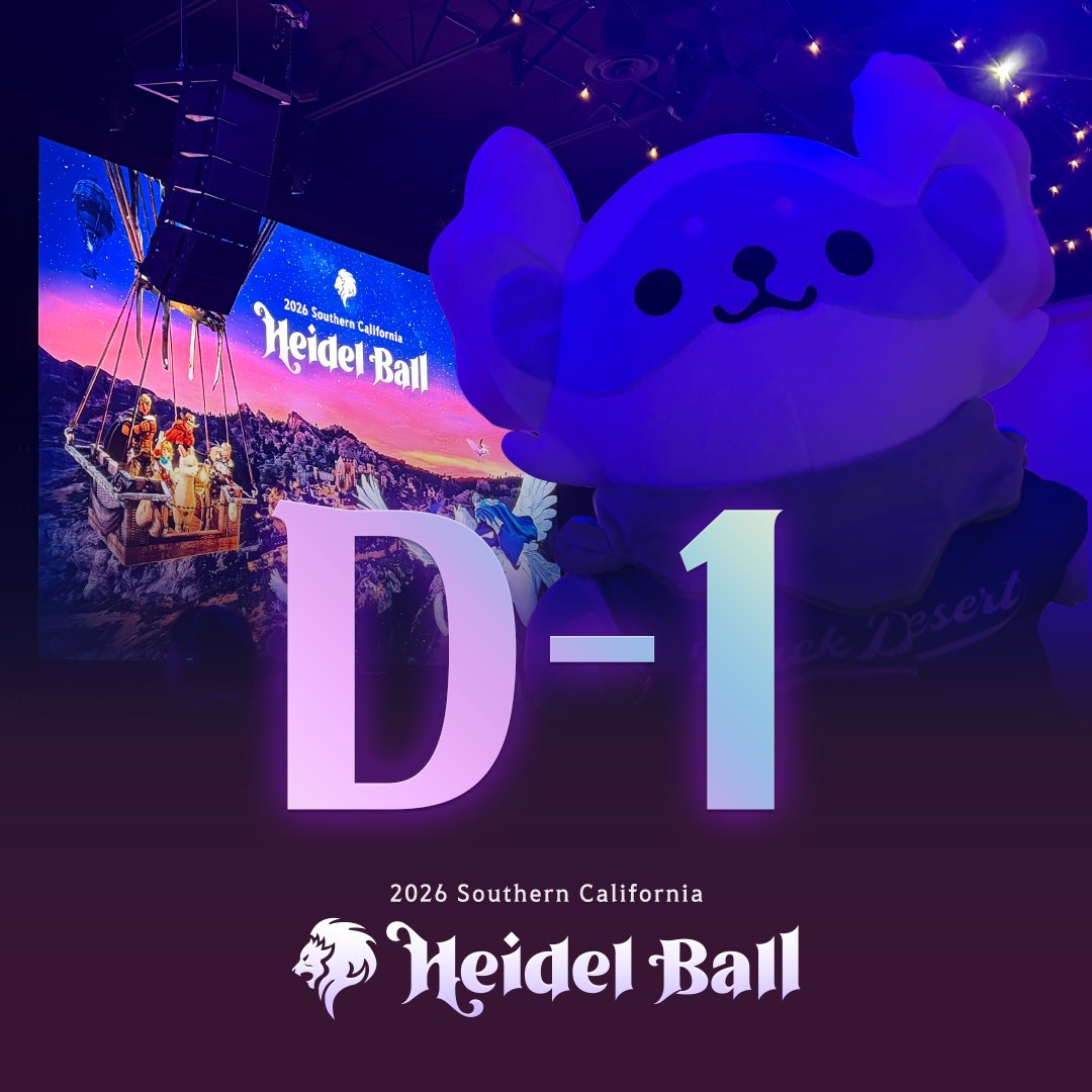 PlayBlackDesert's tweet photo. News from Southern California as preparations begin for Heidel Ball 2026! ✨
 
Papu is fishing the last preparations before we can welcome all our Adventurers tomorrow. Are you excited?
 
Tune in tomorrow on July 25 at 18:00 PT / July 26 at 1:00 UTC on the official Black Desert channels!
 
#BlackDesert #HeidelBall