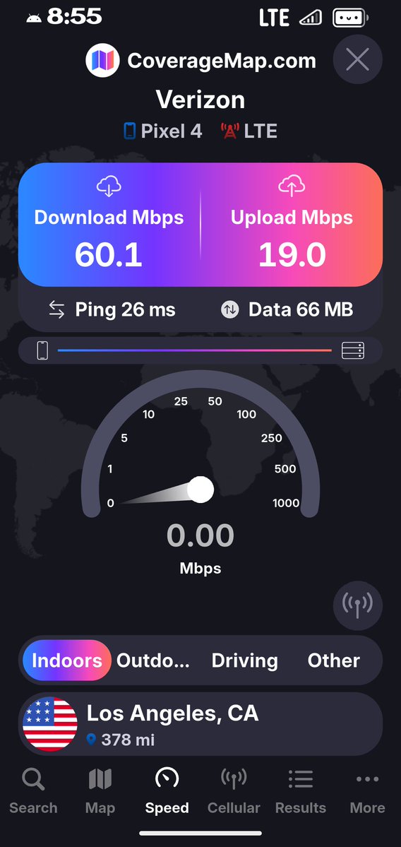 Aloha_Android's tweet photo. After swapping from my Pixel 9a to my Pixel 4 im feeling super content with what I'm using. Speeds indoor with LTE only on Visible. https://t.co/iSCln4HVQu