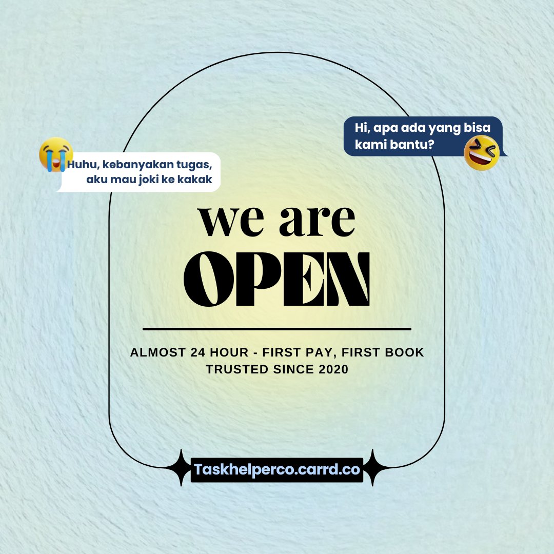 tvber0ses's tweet photo. Guten morgen
Taskhelperco is open joki tugas 
Kami bisa bantu pengerjaan:
Makalah, Essay soshum, Legal Opinion Hukum, Perjanjian, Paper, Character Building, Tuton, Resume, Essay, Jawab Soal, Ppt, Dll (🚫 in rush)
https://t.co/KLYRR2KqgT
#zonauang 
#jokitugas https://t.co/GKJ0aFwnMb
