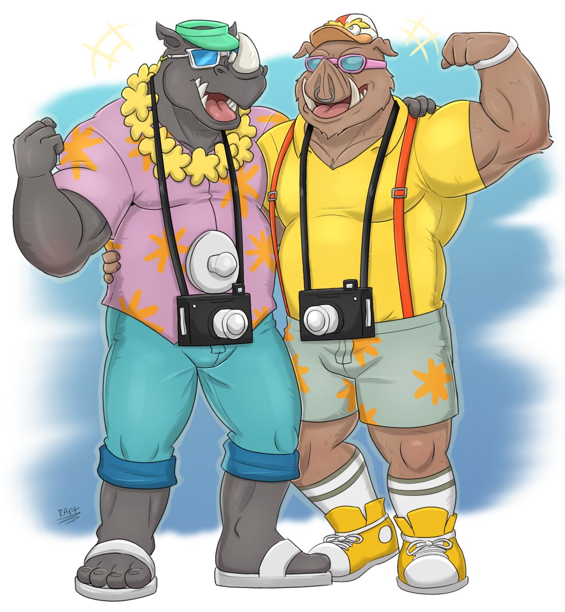 RahzorArt's tweet photo. Summer time with Rock n Beeb!🦏🐗☀️

Commission for @DraxrRaptor https://t.co/s6gK0QTP4t