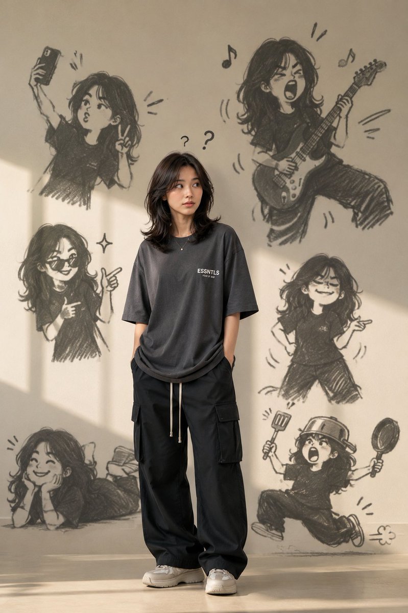 Trendy Clothing with Doodle Shadow