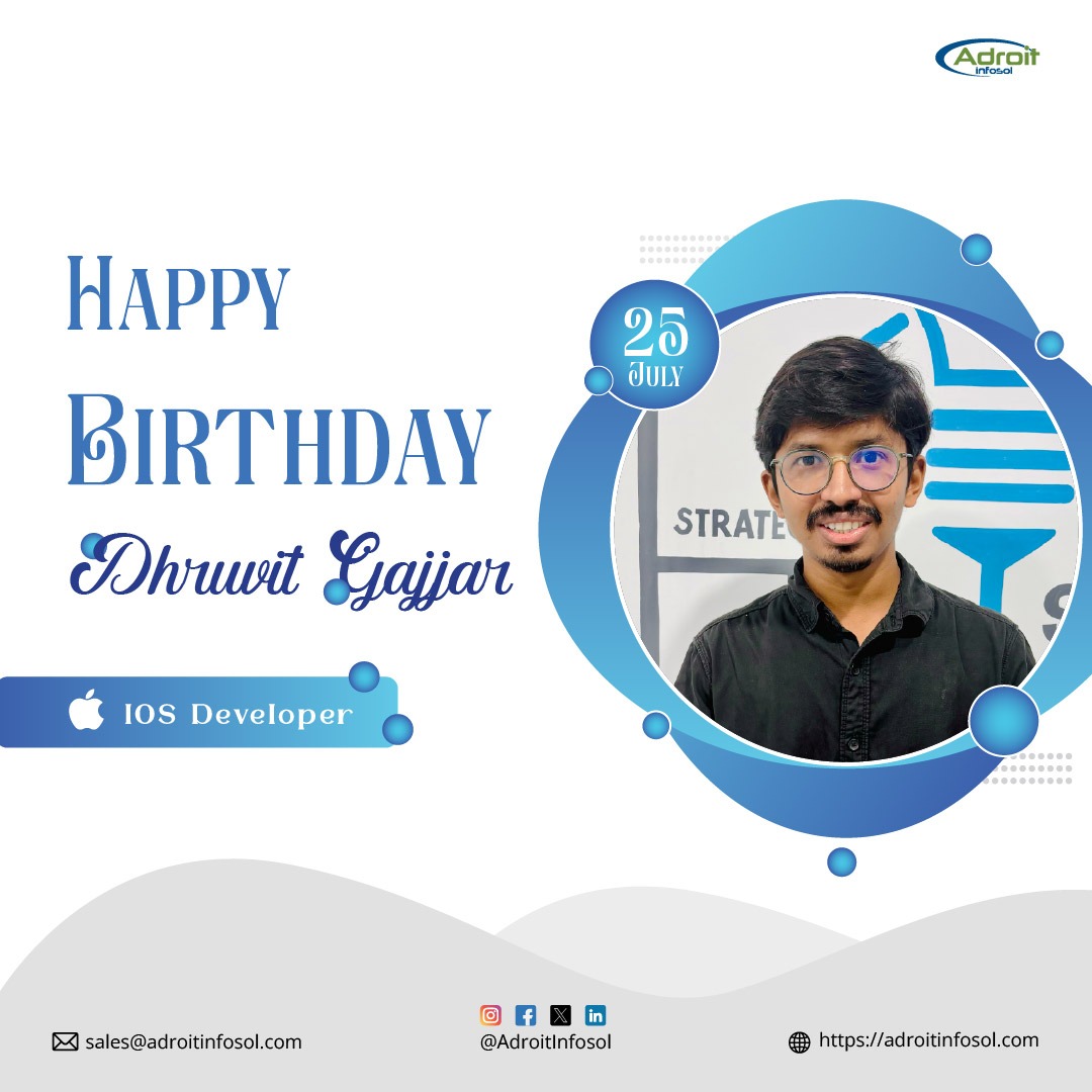AdroitInfosol's tweet photo. Happy Birthday Dhruvit!🎂

Wishing you a fantastic year ahead filled with happiness, success, and great achievements — both personally and professionally.

#HappyBirthday #EmployeeSpecialDay #EmployeeSpotlight #adroitinfosol #lifeatAI https://t.co/xoTHmzpObo