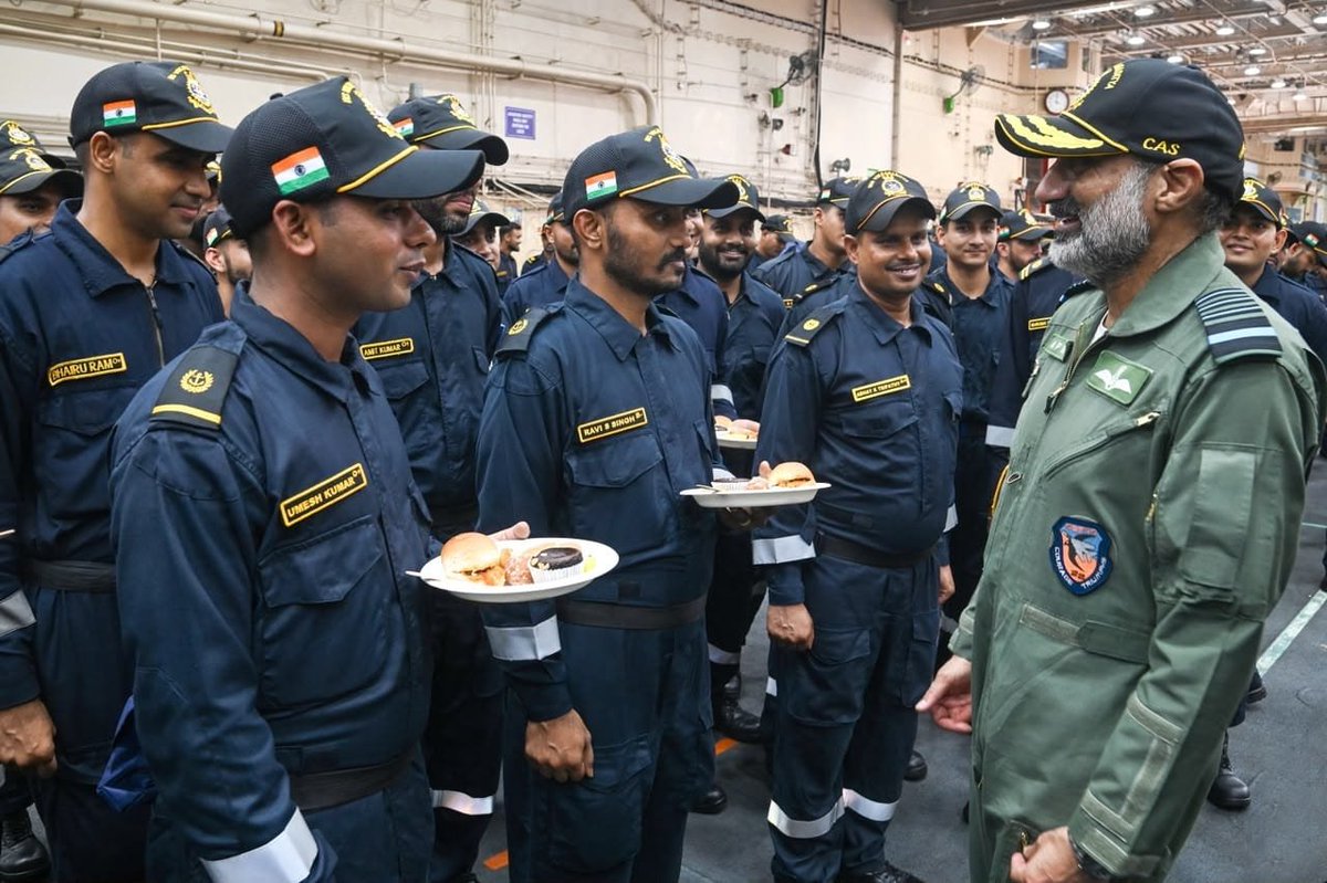 IAF_MCC's tweet photo. On the sidelines of the commissioning of #INSMalvan , Air Chief Marshal AP Singh, Chief of the Air Staff, flew a MiG-29KUB sortie from INS Vikramaditya. During his visit to the aircraft carrier, the CAS interacted with the ship's leadership, key functionaries and sailors.

The sortie reaffirmed the enduring jointmanship and operational synergy between the Indian Air Force and the Indian Navy, strengthening interoperability and the collective capability to safeguard India's maritime interests.

#IndianAirForce #IndianNavy #Jointmanship 
#MiG29K #INSVikramaditya
#IntegratedOps
#NationFirst

@DefenceMinIndia
@SpokespersonMoD
@HQ_IDS_India
@adgpi
@CareerinIAF
@IndiannavyMedia